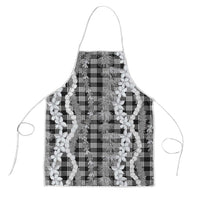 Hawaiian Ohia Lehua Lei Apron Plaid Palaka Eleele Pattern LT9 Black - Polynesian Pride