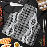 Hawaiian Ohia Lehua Lei Apron Plaid Palaka Eleele Pattern LT9 Black - Polynesian Pride