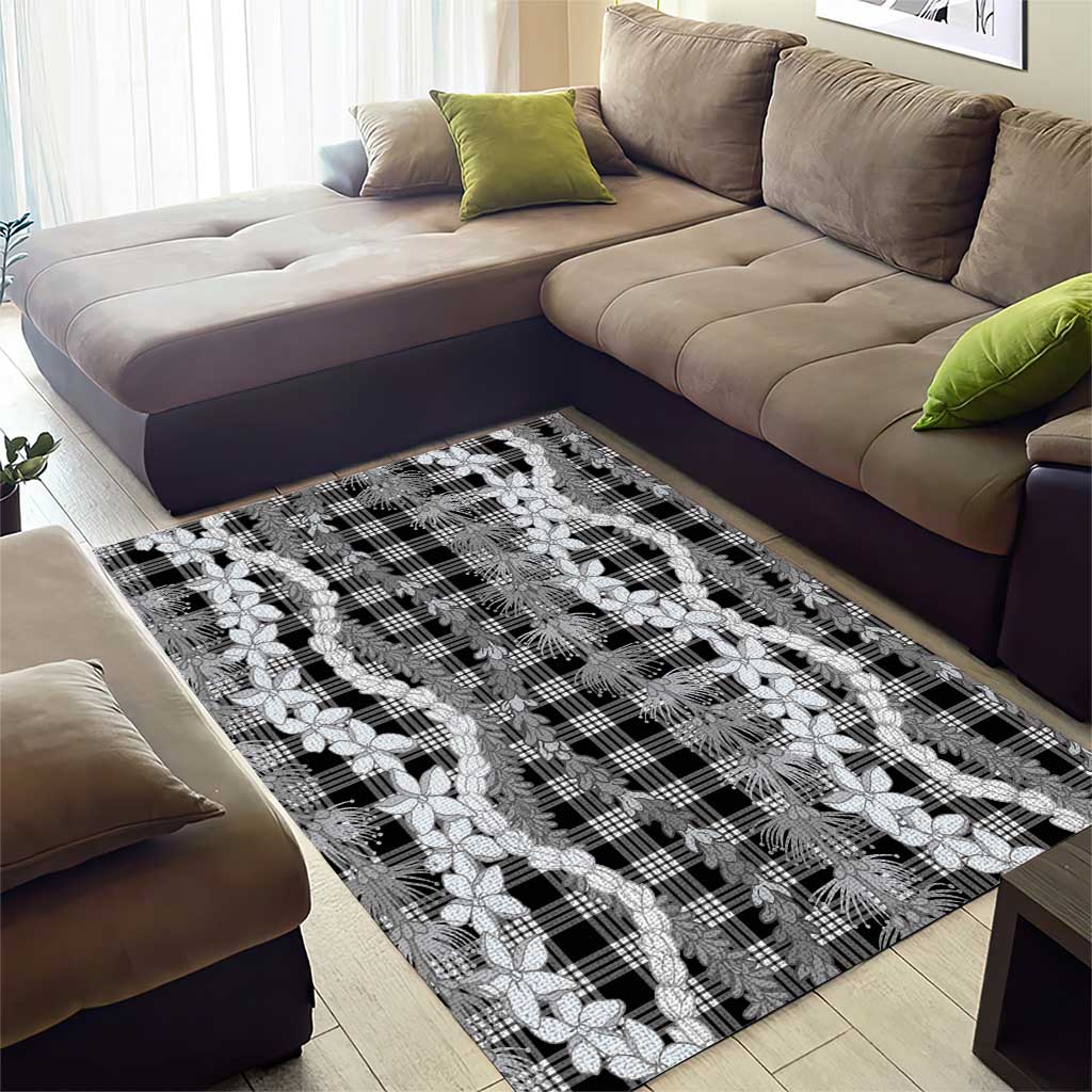 Hawaiian Ohia Lehua Lei Area Rug Plaid Palaka Eleele Pattern LT9 - Polynesian Pride