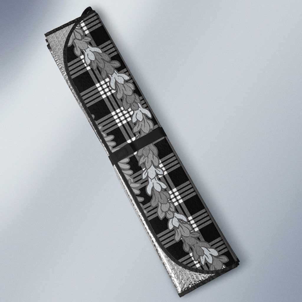 Hawaiian Ohia Lehua Lei Auto Sun Shade Plaid Palaka Eleele Pattern LT9 - Polynesian Pride