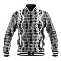 Hawaiian Ohia Lehua Lei Baseball Jacket Plaid Palaka Eleele Pattern LT9 Unisex Black - Polynesian Pride