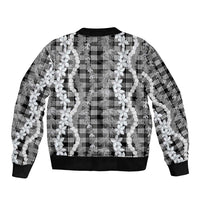 Hawaiian Ohia Lehua Lei Bomber Jacket Plaid Palaka Eleele Pattern LT9 - Polynesian Pride