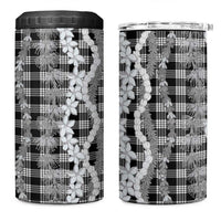 Hawaiian Ohia Lehua Lei 4 in 1 Can Cooler Tumbler Plaid Palaka Eleele Pattern LT9 One Size: 16 oz Black - Polynesian Pride
