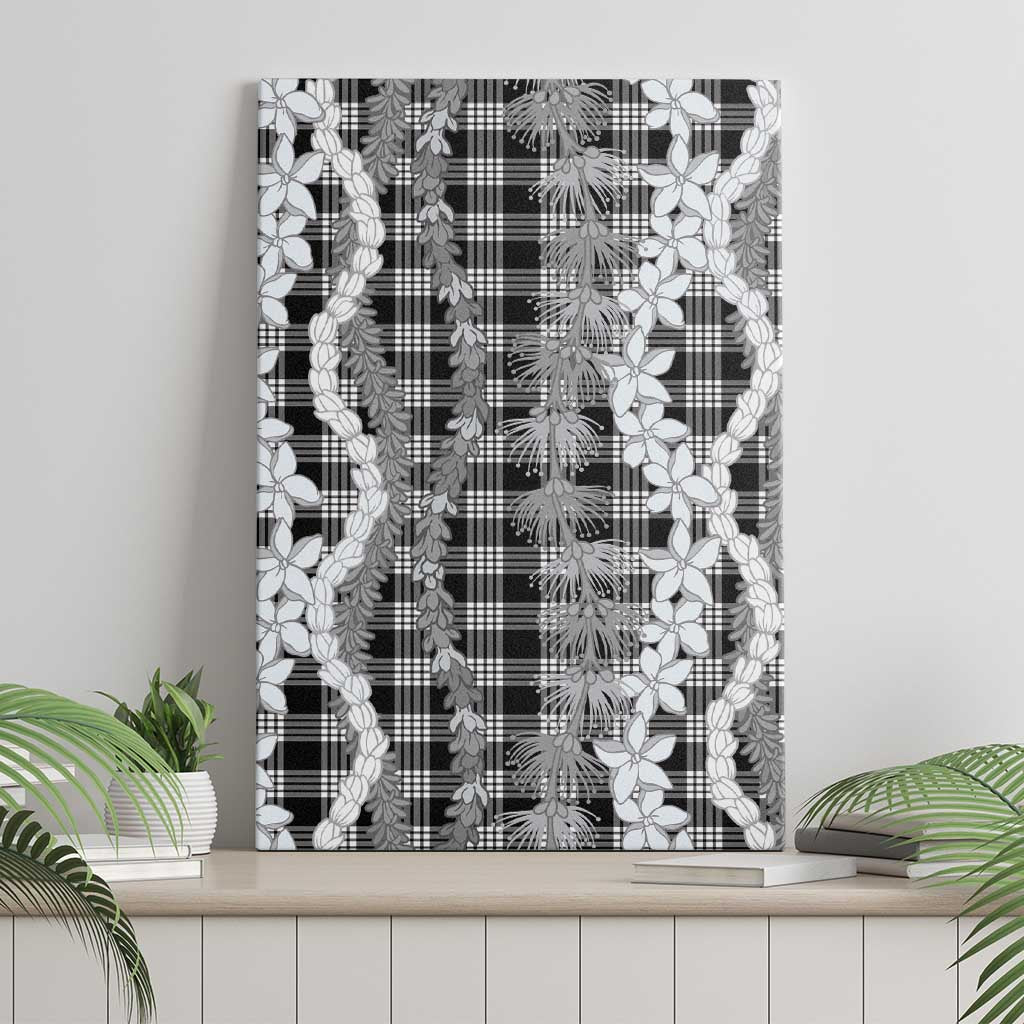 Hawaiian Ohia Lehua Lei Canvas Wall Art Plaid Palaka Eleele Pattern LT9 - Polynesian Pride