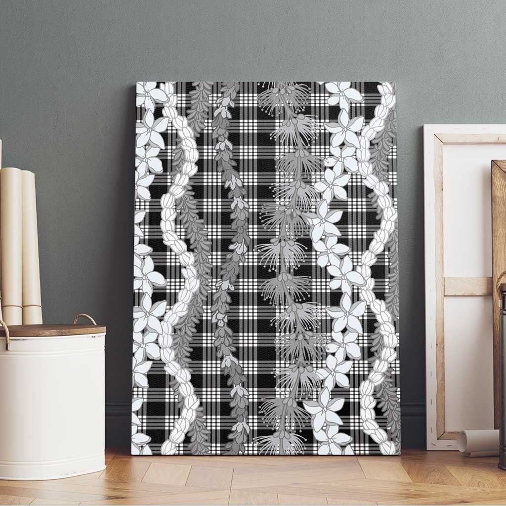 Hawaiian Ohia Lehua Lei Canvas Wall Art Plaid Palaka Eleele Pattern LT9 - Polynesian Pride