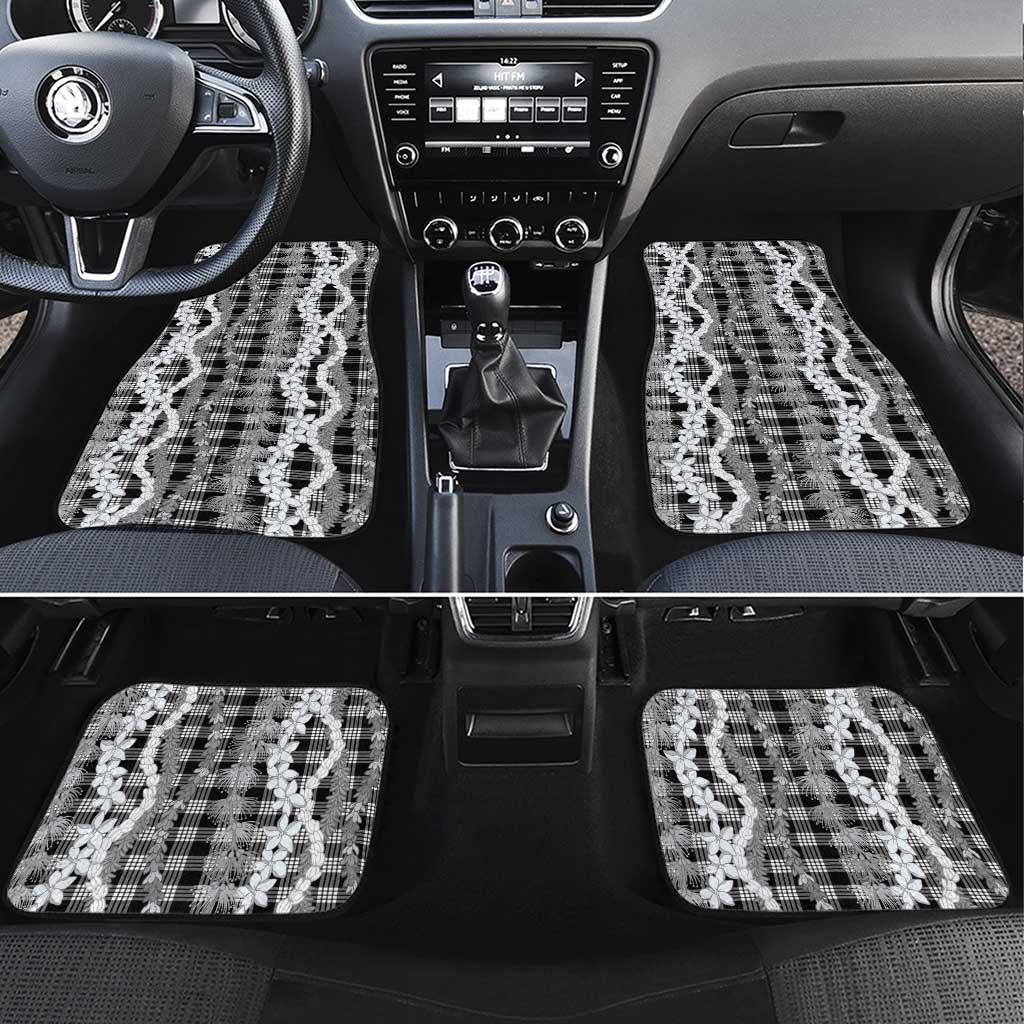 Hawaiian Ohia Lehua Lei Car Mats Plaid Palaka Eleele Pattern LT9 Set 4pcs Black - Polynesian Pride