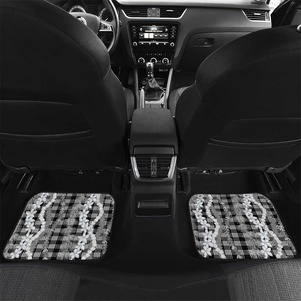 Hawaiian Ohia Lehua Lei Car Mats Plaid Palaka Eleele Pattern LT9 Set 2pcs - Back Black - Polynesian Pride