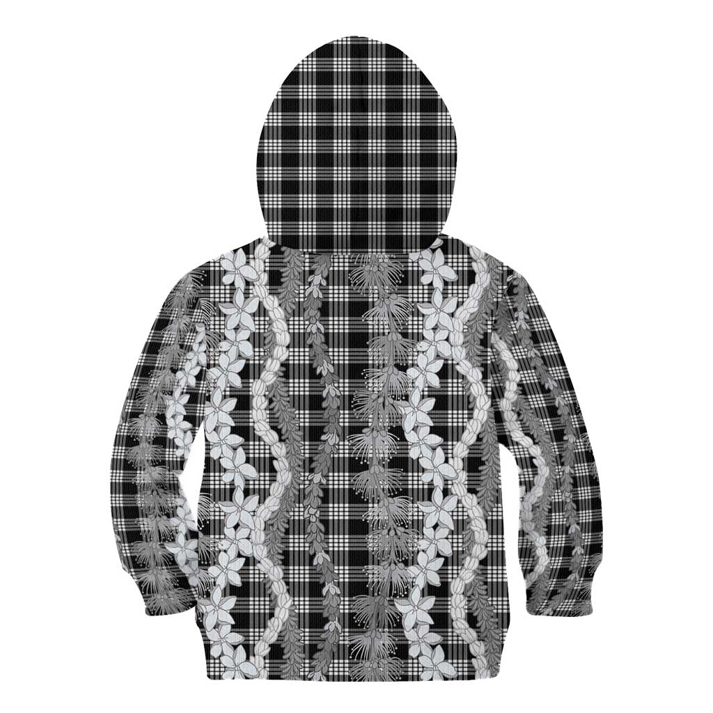 Hawaiian Ohia Lehua Lei Kid Hoodie Plaid Palaka Eleele Pattern LT9 - Polynesian Pride