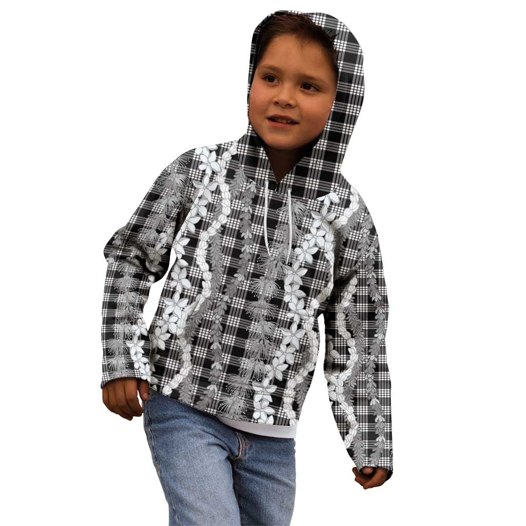 Hawaiian Ohia Lehua Lei Kid Hoodie Plaid Palaka Eleele Pattern LT9 - Polynesian Pride