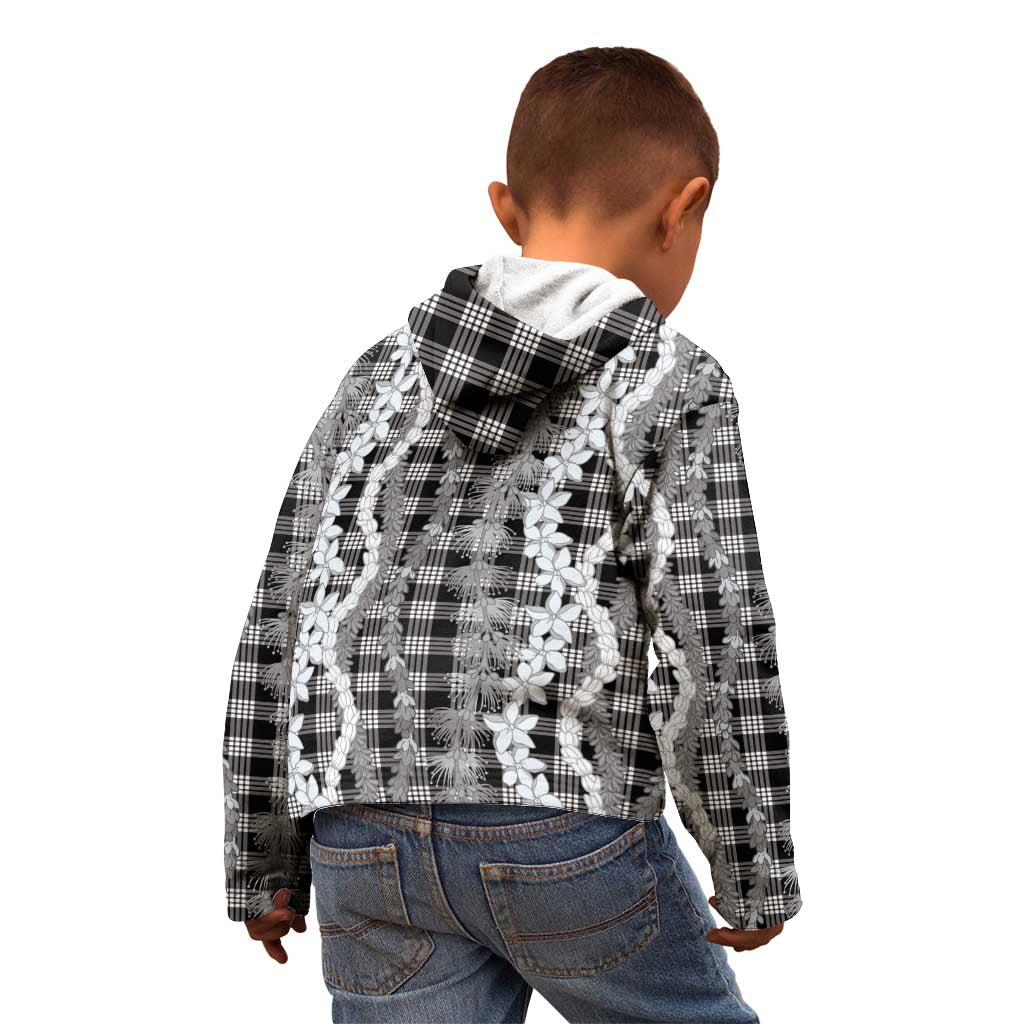 Hawaiian Ohia Lehua Lei Kid Hoodie Plaid Palaka Eleele Pattern LT9 - Polynesian Pride