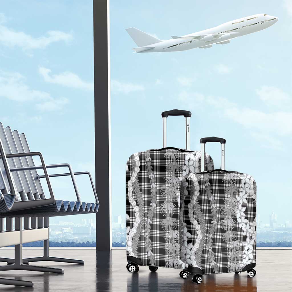 Hawaiian Ohia Lehua Lei Luggage Cover Plaid Palaka Eleele Pattern LT9 - Polynesian Pride