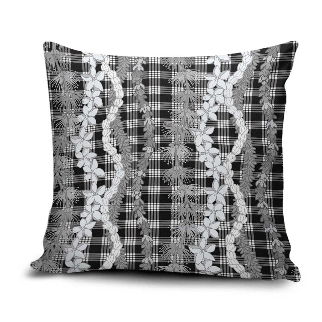 Hawaiian Ohia Lehua Lei Pillow Cover Plaid Palaka Eleele Pattern LT9 Black - Polynesian Pride