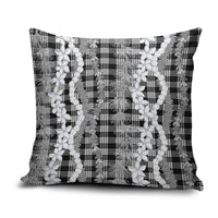 Hawaiian Ohia Lehua Lei Pillow Cover Plaid Palaka Eleele Pattern LT9 Black - Polynesian Pride
