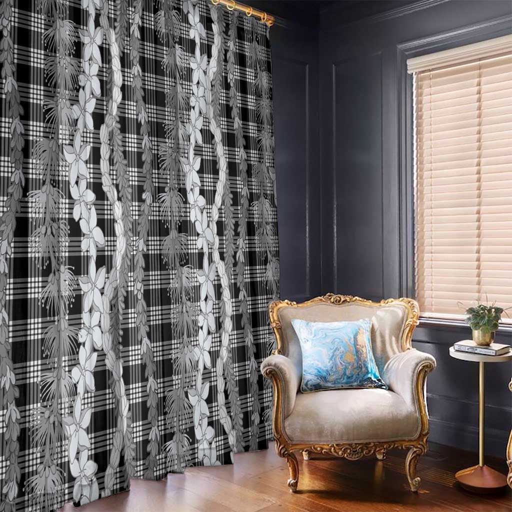 Hawaiian Ohia Lehua Lei Window Curtain Plaid Palaka Eleele Pattern LT9 - Polynesian Pride