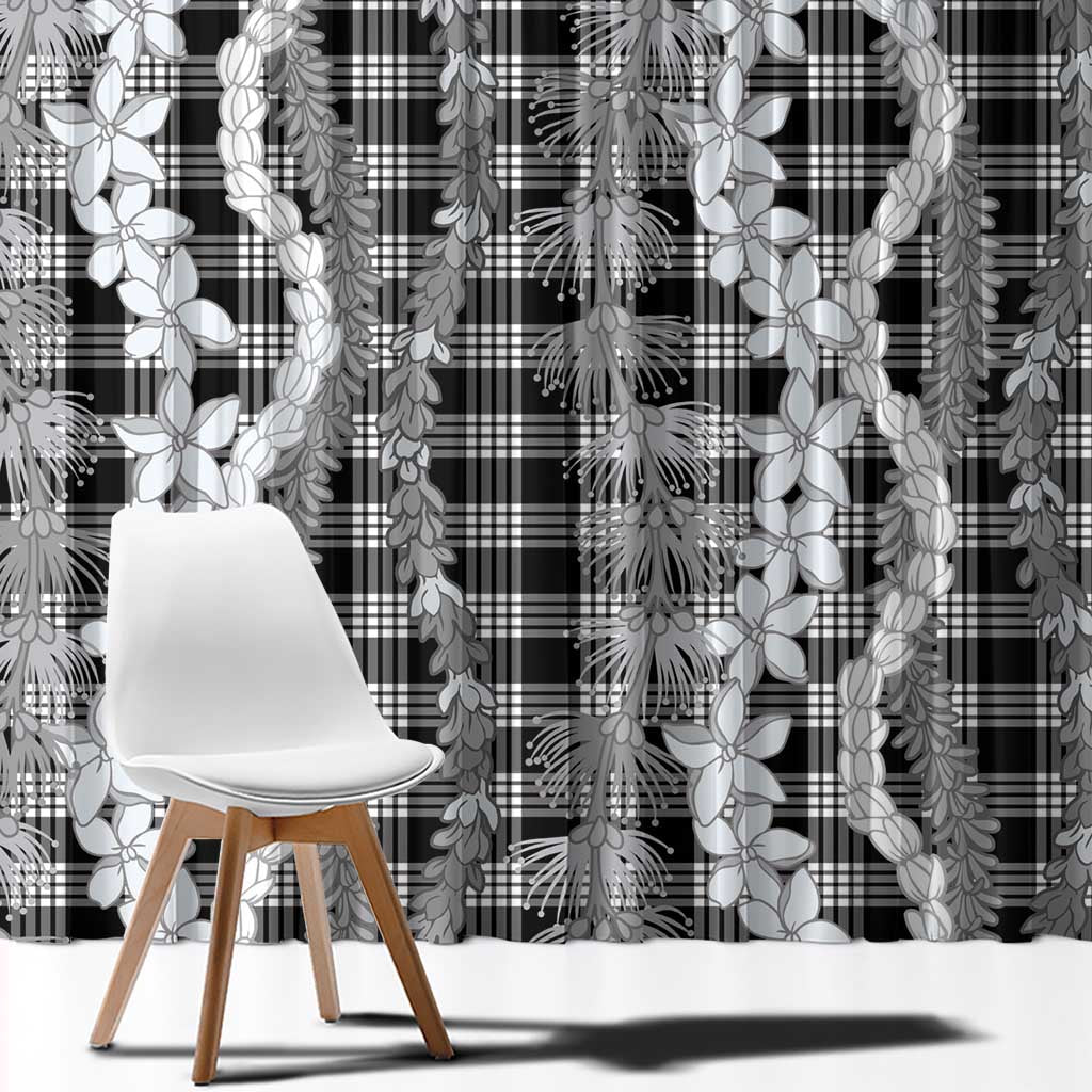 Hawaiian Ohia Lehua Lei Window Curtain Plaid Palaka Eleele Pattern LT9 - Polynesian Pride