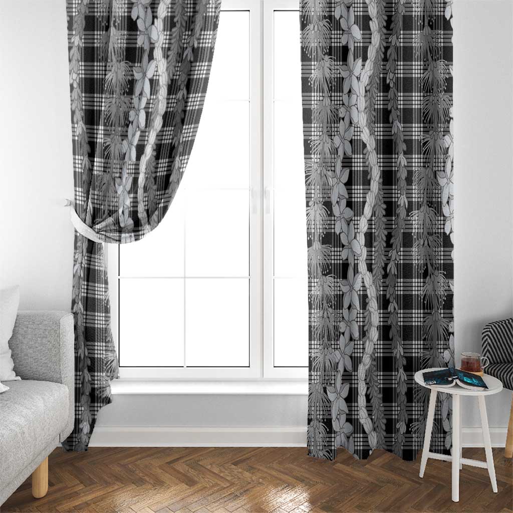 Hawaiian Ohia Lehua Lei Window Curtain Plaid Palaka Eleele Pattern LT9 - Polynesian Pride