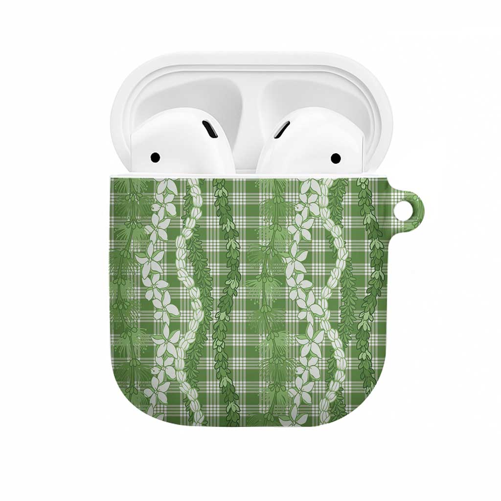 Hawaiian Ohia Lehua Lei AirPods Case Plaid Palaka Omaomao Pattern LT9 Green - Polynesian Pride