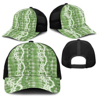 Hawaiian Ohia Lehua Lei Baseball Net Cap Plaid Palaka Omaomao Pattern LT9 - Polynesian Pride