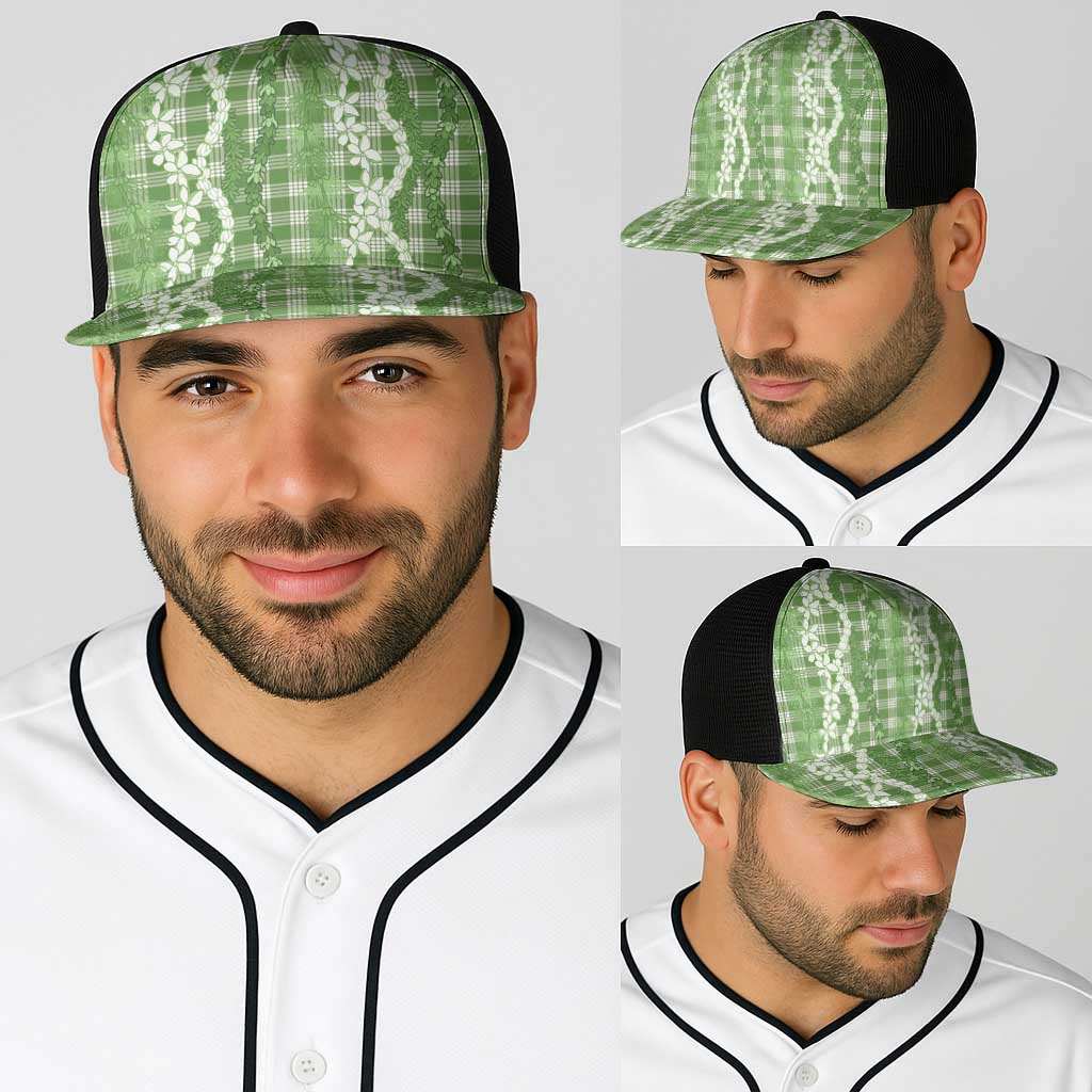 Hawaiian Ohia Lehua Lei Baseball Net Cap Plaid Palaka Omaomao Pattern LT9 - Polynesian Pride