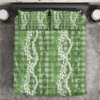 Hawaiian Ohia Lehua Lei Bedding Set Plaid Palaka Omaomao Pattern LT9 Green - Polynesian Pride