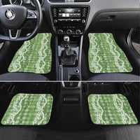 Hawaiian Ohia Lehua Lei Car Mats Plaid Palaka Omaomao Pattern LT9 Set 4pcs Green - Polynesian Pride