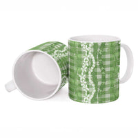 Hawaiian Ohia Lehua Lei Ceramic Mug Plaid Palaka Omaomao Pattern LT9 - Polynesian Pride