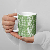 Hawaiian Ohia Lehua Lei Ceramic Mug Plaid Palaka Omaomao Pattern LT9 - Polynesian Pride