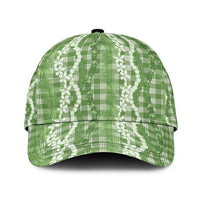Hawaiian Ohia Lehua Lei Classic Cap Plaid Palaka Omaomao Pattern LT9 Universal Fit Green - Polynesian Pride