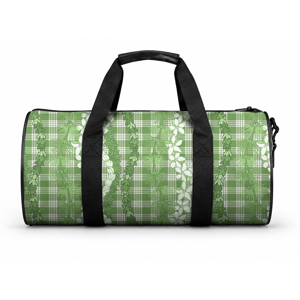 Hawaiian Ohia Lehua Lei Duffle Bag Plaid Palaka Omaomao Pattern LT9 One size Green - Polynesian Pride