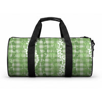 Hawaiian Ohia Lehua Lei Duffle Bag Plaid Palaka Omaomao Pattern LT9 One size Green - Polynesian Pride