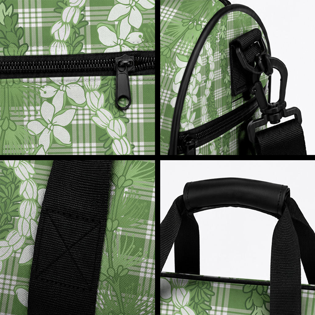 Hawaiian Ohia Lehua Lei Duffle Bag Plaid Palaka Omaomao Pattern LT9 - Polynesian Pride
