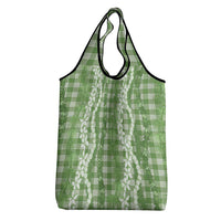 Hawaiian Ohia Lehua Lei Grocery Bag Plaid Palaka Omaomao Pattern LT9 - Polynesian Pride