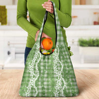 Hawaiian Ohia Lehua Lei Grocery Bag Plaid Palaka Omaomao Pattern LT9 - Polynesian Pride