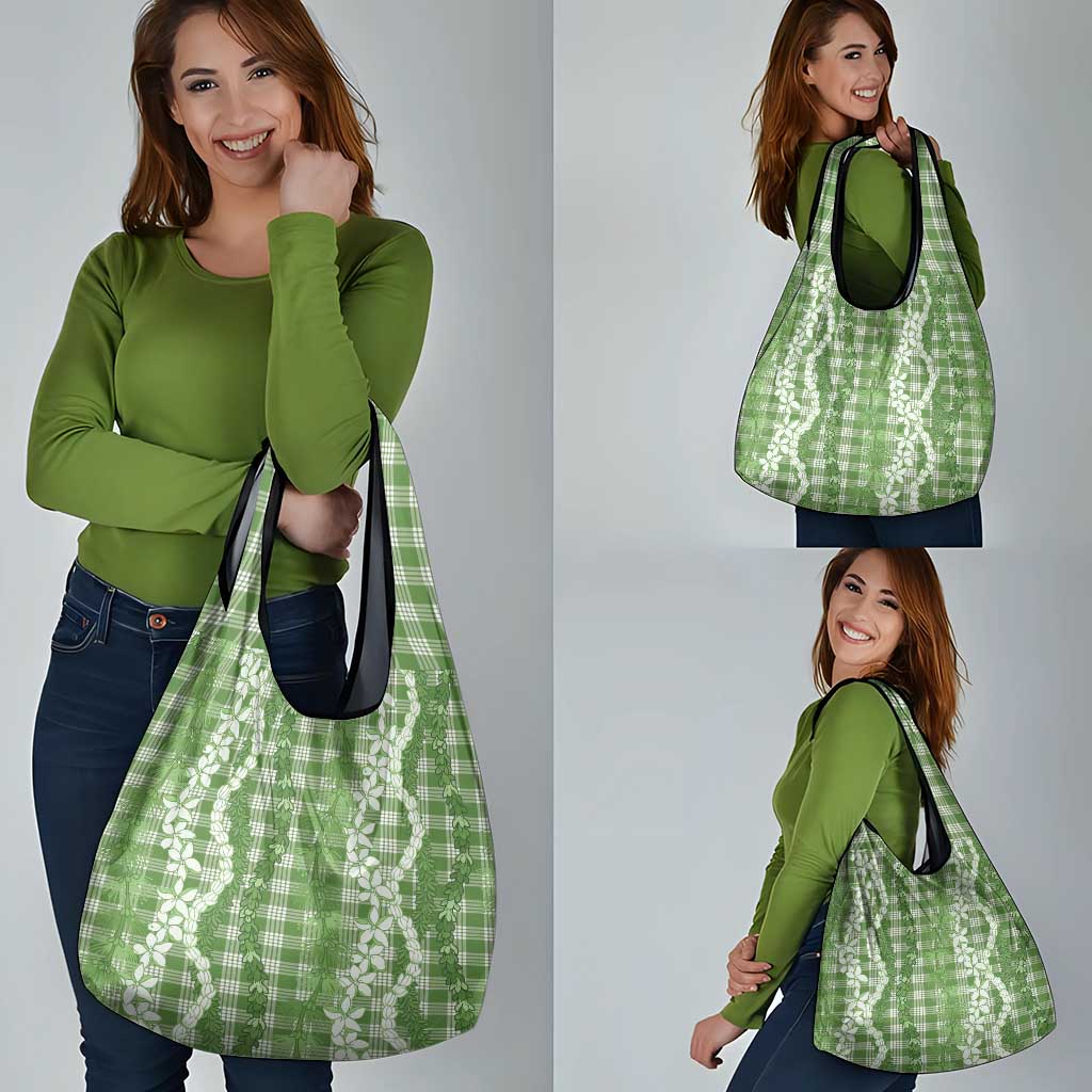 Hawaiian Ohia Lehua Lei Grocery Bag Plaid Palaka Omaomao Pattern LT9 - Polynesian Pride
