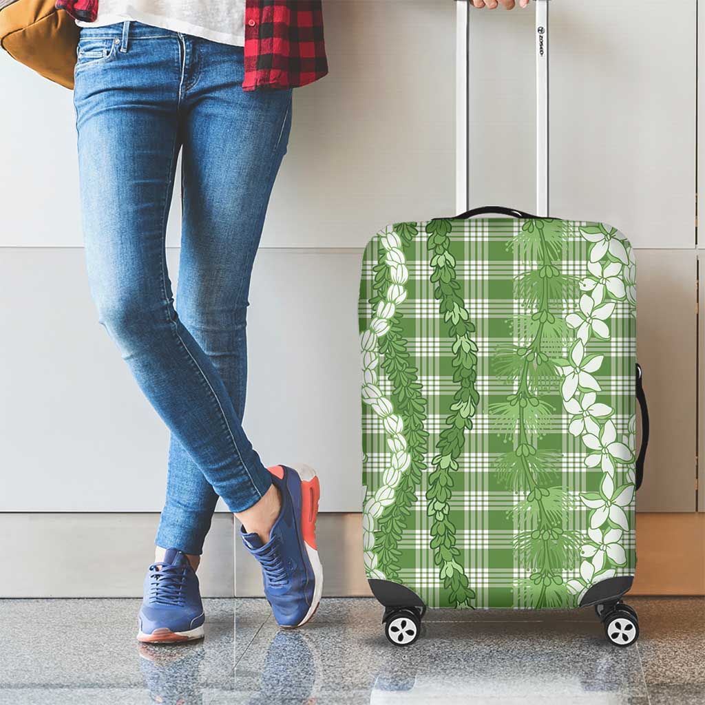 Hawaiian Ohia Lehua Lei Luggage Cover Plaid Palaka Omaomao Pattern LT9 - Polynesian Pride