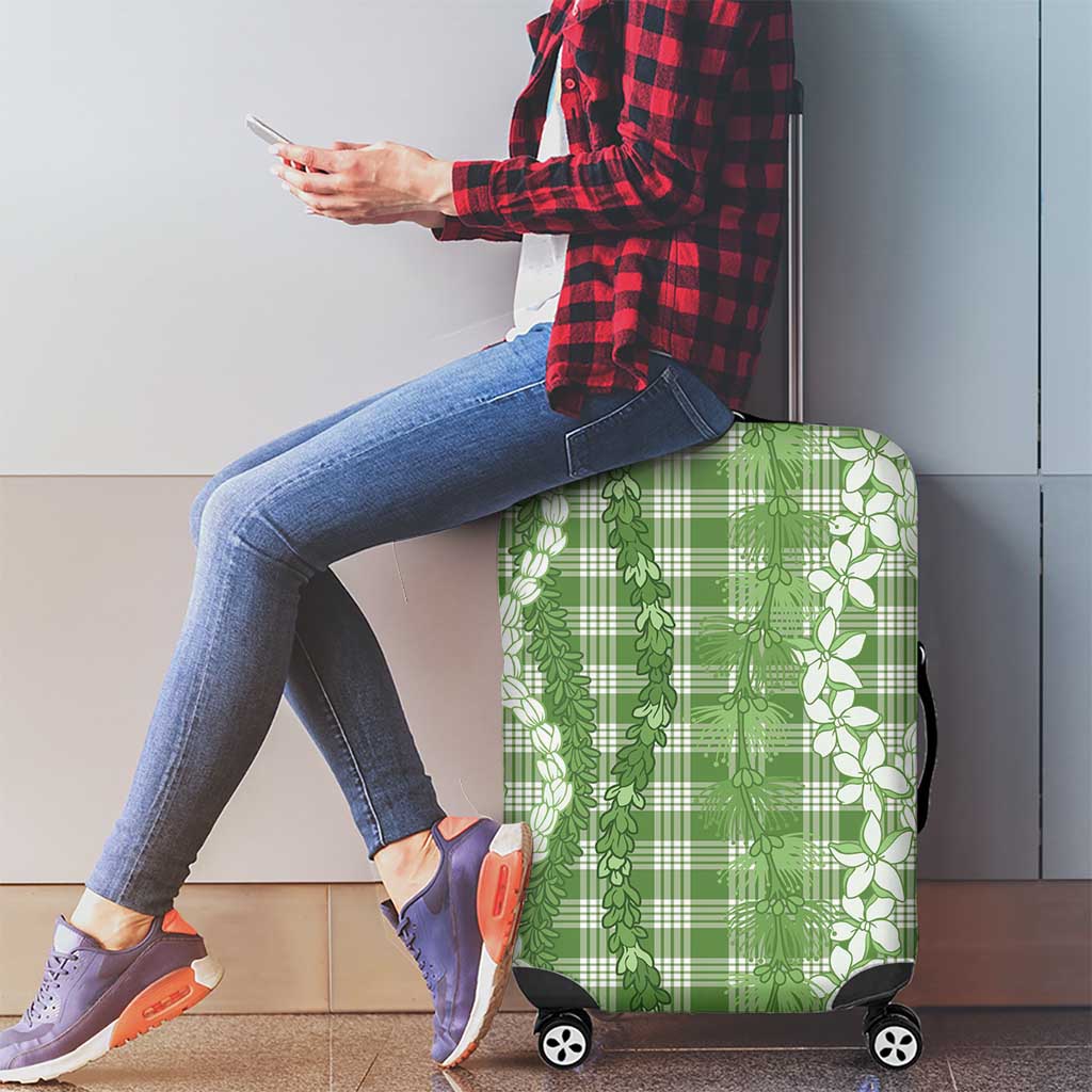 Hawaiian Ohia Lehua Lei Luggage Cover Plaid Palaka Omaomao Pattern LT9 - Polynesian Pride