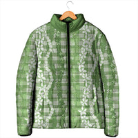 Hawaiian Ohia Lehua Lei Padded Jacket Plaid Palaka Omaomao Pattern LT9 - Polynesian Pride