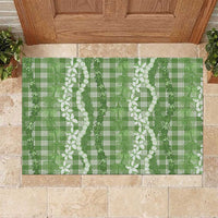 Hawaiian Ohia Lehua Lei Rubber Doormat Plaid Palaka Omaomao Pattern LT9 Green - Polynesian Pride
