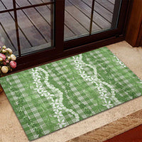 Hawaiian Ohia Lehua Lei Rubber Doormat Plaid Palaka Omaomao Pattern LT9 - Polynesian Pride