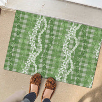 Hawaiian Ohia Lehua Lei Rubber Doormat Plaid Palaka Omaomao Pattern LT9 - Polynesian Pride