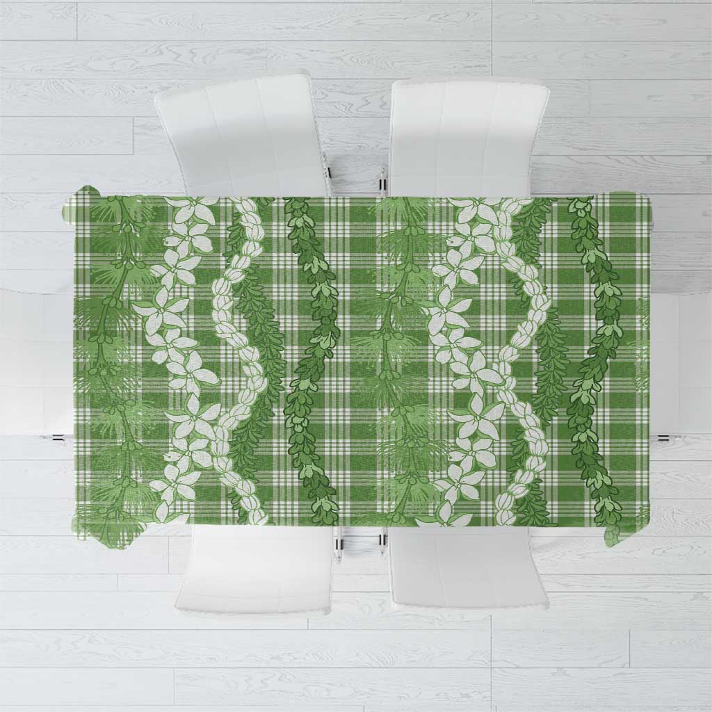 Hawaiian Ohia Lehua Lei Tablecloth Plaid Palaka Omaomao Pattern LT9 Green - Polynesian Pride