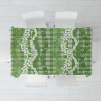 Hawaiian Ohia Lehua Lei Tablecloth Plaid Palaka Omaomao Pattern LT9 Green - Polynesian Pride