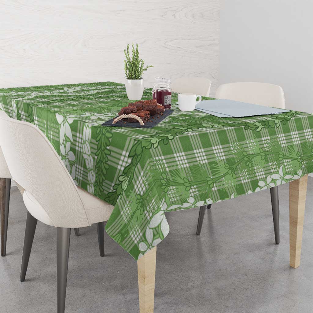 Hawaiian Ohia Lehua Lei Tablecloth Plaid Palaka Omaomao Pattern LT9 - Polynesian Pride