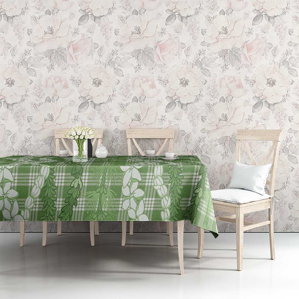 Hawaiian Ohia Lehua Lei Tablecloth Plaid Palaka Omaomao Pattern LT9 - Polynesian Pride