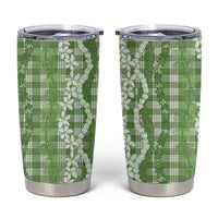 Hawaiian Ohia Lehua Lei Tumbler Cup Plaid Palaka Omaomao Pattern LT9 Green - Polynesian Pride