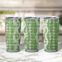 Hawaiian Ohia Lehua Lei Tumbler Cup Plaid Palaka Omaomao Pattern LT9 - Polynesian Pride