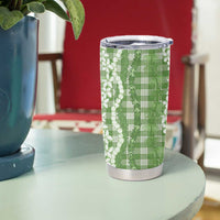 Hawaiian Ohia Lehua Lei Tumbler Cup Plaid Palaka Omaomao Pattern LT9 - Polynesian Pride