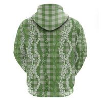 Hawaiian Ohia Lehua Lei Zip Hoodie Plaid Palaka Omaomao Pattern LT9 - Polynesian Pride