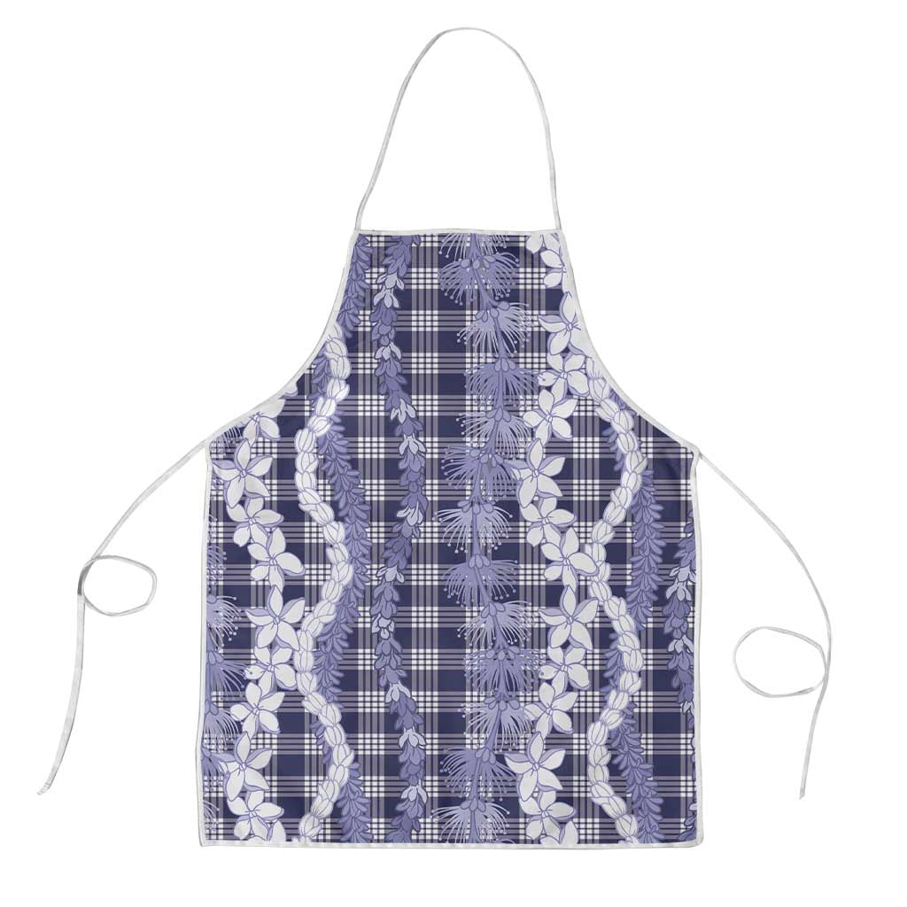 Hawaiian Ohia Lehua Lei Apron Plaid Palaka Uliuli hohonu Pattern LT9 Navy - Polynesian Pride