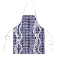 Hawaiian Ohia Lehua Lei Apron Plaid Palaka Uliuli hohonu Pattern LT9 Navy - Polynesian Pride